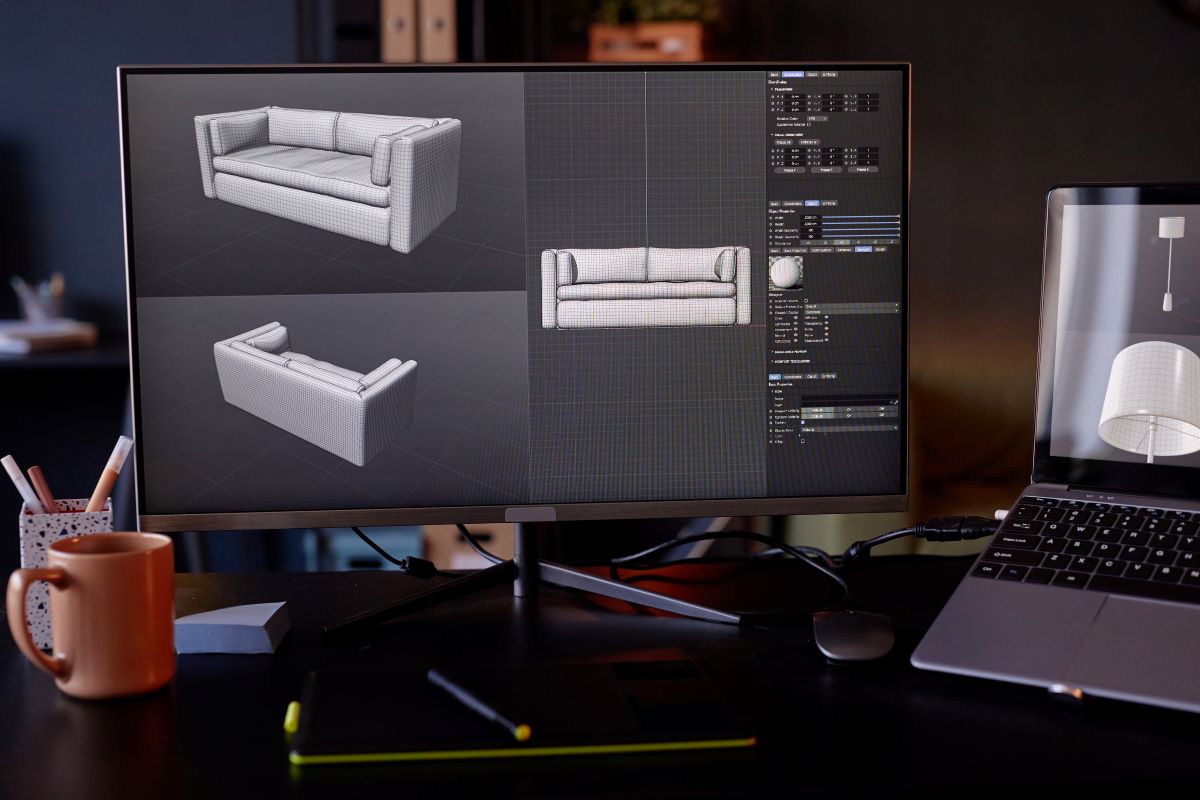 3D Previsualization on Computer Screen with Film Crew