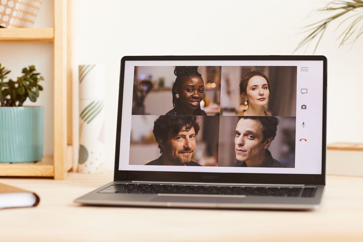 Casting dashboard on laptop showing actor headshots and filters